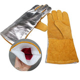 ▶ Guantes de seguridad de trabajo / Guantes de protección / papel de aluminio 250-300 grados aislamiento térmico de alta temperatura protección contra la radiación guantes de cocción resistentes al calo