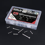 ▶ Hilitchi 275-piece Acero Inoxidable Phillips Ronda Pan Head Autoperforantes Tornillo Surtido Kit (Ronda Pan Head)