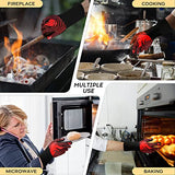 ▶ Guantes ignífugos  Guantes de barbacoa, guantes resistentes al calor, guantes ignífugos, guantes de parrilla de silicona antideslizantes lavables, guantes de cocina para barbacoa, parrilla, cocina, hornear, camping, ahumador (rojo)