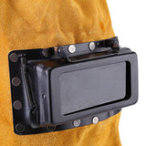 ▶Capucha soldador con lente, capucha de soldadura de cuero, máscara de protección de casco de soldadura ajustable, absorción de sudor, resistente al calor, transpirable, para lugares de trabajo de soldadura