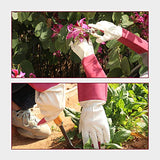▶ Guantes Jardinería  para mujeres y hombres, guantes de poda de rosa, piel de cerdo, resistencia a pinchazos, manga larga, guantes de jardín a prueba de espinas, guantes de trabajo de jardín con protección del antebrazo (M, rosa)