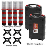 ▶ Twinkle Star - Kit de bengalas de emergencia LED estroboscópicas de seguridad para carretera con base magnética, soporte desmontable, caja de almacenamiento sólida (juego de 4)