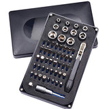 ▶ Juego de 54 pizeas puntas destornilladores de trinquete (acero S2), enchufe de 1/4 pulgadas, adaptador de enchufe, soporte de broca de extensión, engranaje de 36 dientes, EDC de ángulo recto con mango de 90 grados reversible