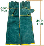 ▶ Guantes De Soldador Extralargos, Guantes De Soldar Resistentes Al Calor, Guanteletes De Cuero For Soldar, 60 Cm / 24 Pulgadas, Manoplas For Soldadores For Chimenea/Soldadura/Manejo De Animales