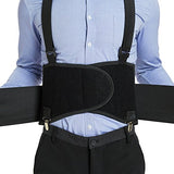 ▶ Cinturón de protección Lumbar  con clips extraíbles para pantalones y tirantes desmontables - Cinturón de apoyo para la espalda - Ajustable, ligero, transpirable, fundas de hombro - Trabajo, postura - Negro (talla XL)