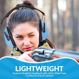 ▶ Orejeras de protección auditiva y reducción de ruido - Ligeras, ajustables y plegables NRR 20dB Protección auditiva de seguridad para disparar, trabajo con maquinaria pesada y caza Se adapta a adultos y niños, azul