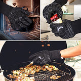 ▶ Guantes ignífugos Guantes para barbacoa, 1762 °F, resistentes al calor, certificado EN407, guantes de parrilla de 13 pulgadas para ahumar, hornear, cocinar, fogata (textura de llamas negras)