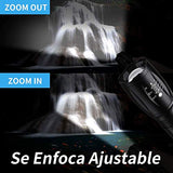 🔦 Linterna recargable TBONEEY Linterna LED Militar Visión Nocturna, Linterna de Mano USB Recargable Linternas Alta Potencia Tactica Lampara Táctica Militar de Mano Impermeable, 5 Modo, Zoomable, para Ciclismo, Camping