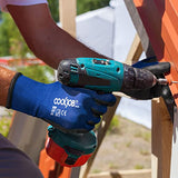 ▶ Guantes de agarre 12 pares de guantes de trabajo de seguridad, con revestimiento de poliuretano (PU) guantes de trabajo con agarre, una docena de paquetes a granel, azul, talla XL (12 pares XL)