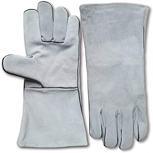 ▶ Guantes de Soldador Resistentes al Calor, Guantes de Soldador, Guantes de Cuero for soldar, Manoplas for soldadores/excelente Agarre/Camping/Cocina/jardinería