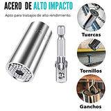 ▶ Universal Dado Llave Ajustable Juego Vaso, Dado Universal, Juego De Adaptadores Multifuncional, Set Universal Adaptador Enchufe Gator Grip Llaves Vaso 7 – 19 mm Ajustable