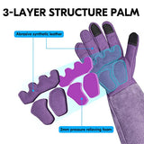 ▶ Guantes de jardinería para Mujeres con Palma de Cuero Sintético Guantes de Largo Puño de Cuero de Cerdo Dividido Anti Espina de Rosa, Arboles y Cactus (1Par, Púrpura, Talla L/G, SL6592W)