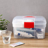 Red First Aid Clear Container Bin/Family Emergency Kit Storage Box w/Detachable Tray - MyGift