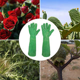 ▶ Guantes Jardinería  de poda de rosas para mujer, guantes de jardinería de cuero de vaca a prueba de espinas de manga larga, guantes de jardín (grande, verde)
