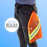 Chaleco de Seguridad Premium | Chaleco de Seguridad Industrial, Reflejante y Multifuncional con Cinta de Alta Visibilidad y Bolsa Transportadora. Varios Colores. (MEDIANO, GRIS)