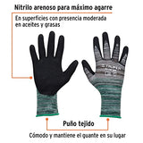 Truper GU-132, Guantes de nylon recubierto de nitrilo, máximo agarre, puño tejido