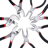 ▶Juego de 7 alicates utilitarios, incluye alicates de junta deslizante, alicates de punta larga, alicates diagonales, alicates de junta de ranura, alicates Linesman y mini alicates de punta larga, mango sumergido