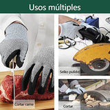 ▶ Guantes Anticorte Nivel 5 de Protección, Guantes resistentes a los cortes, industriales, antipinchazos, protección de manos para jardinería, M, Verde