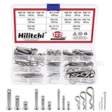 💢  Hilitchi Juego surtido de 122 pines y clips de acero inoxidable 304, incluye 9 estilos M4, M6, M8, M1.5, M2, M3, Pin de acero chapado en zinc y clips R de retención de resorte