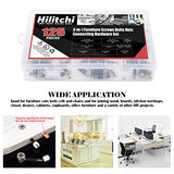 💢 Hilitchi 125 piezas de montaje de leva 3 en 1 con clavija y tuerca preinsertada con tapa hexagonal chapada en zinc para muebles, tuercas de barril para cuna, kit surtido de tornillos de conexión de muebles
