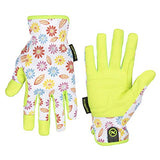 ▶ Guantes Jardinería , cuero sintético, floral/verde ZillaGreen, L guante de jardín para mujer, L