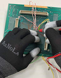▶ Guantes Antiestáticos negros de ajuste superior con punta de los dedos de fibra de carbono de 13 G, guantes de trabajo de seguridad ESD con revestimiento de poliuretano (2, extragrandes)