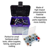 Stalwart - Caja de almacenamiento y herramientas organizadora duradera, 4 cajones con 19 compartimentos cada uno para hardware, aparejos de peces, cuentas y más (morado)