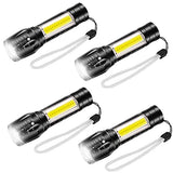 🔦 Linterna recargable EASYTAO Linterna LED Recargable Paquete de 4, Lampara Tactica con Luz de XPE+COB Flashlight Portátil, Lampara Led con 5 Modos de Luz (4PCS)