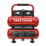 ▶ CRAFTSMAN Compresor de aire, compresor de aire portátil de 2 galones, tanque doble, 1/3 HP sin aceite, presión máxima de 125 PSI, modelo: CMXECXA0220242, rojo