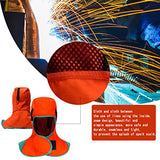 ▶ Capucha Soldador Cuello Protección Cubierta resistente al calor Cuadrito de hombro para cascos de soldadura Herramientas de soldadura electrónica de naranja