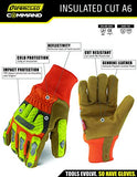 Ironclad - Guantes de trabajo de piel de impacto, aislados, resistentes a los cortes, protección contra impactos, lavable a máquina, talla S, M, L, XL, XXL (1 par)