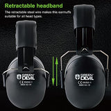 ▶ Orejeras de protección auditiva con cancelación de ruido para adultos NRR 26 dB con banda de tiro para protección de oídos con diadema acolchada, compactas, plegables, insonorizados, auriculares