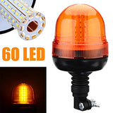 SUNWAN Baliza ámbar intermitente, 60 LED giratorio flexible DIN, 12 V/24 V luz de advertencia para tractor, camión, SUV, barco