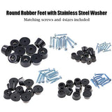 💢Hilitchi - Almohadillas de goma redondas negras con tornillos a juego con arandela de acero inoxidable integrada para tabla de cortar, amplificadores, mesas de escritorio, sofás (kit surtido)