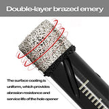 ▶ Juego de 6 brocas de diamante seco negro para granito, cerámica, mármol, piedra, materiales duros de vidrio (no para madera), vástago redondo de 3/16 pulgadas, 1/4 pulgadas, 5/16 pulgadas, 3/8 pulgadas, 1/2 pulgadas con estuche de almacenamiento