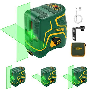 Nivel láser recargable verde, tres módulos con 2 cabezales láser, línea horizontal/vertical y línea cruzada, 44,8 m, modo autonivelante y pulso, soporte magnético, rotación de 360°, IP54 - MTM310B