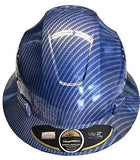 HDPE Hydro Dipped Full Wing Hard Hat con suspensión Fas-trac de 4 puntos (azul)