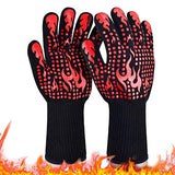 ▶ Guantes ignífugos de Barbacoa, 1 Par Guantes de Horno Resistentes Al Calor Extremo hasta 800°C / 1472°F, Silicona Antideslizante Guantes de Cocina Universales para Parrilla, Hornear, Microondas y Chimenea Rojo