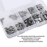 120pcs Anillo de Retención en Forma E Anillo Surtido de Acero Inoxidable 304 Circlip Surtido Arandela Abiertas 1.5/2/3/4/5/6/7/8/9/10mm