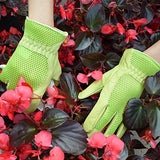 ▶ Handandy  Guantes de jardinería de piel para mujer, ajuste cómodo de malla 3D, mejora la destreza y la transpirabilidad, guantes de trabajo de jardín resistentes a los arañazos para verduras o podar rosas, Verde, Pequeño