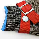 ▶ Guantes de seguridad universales de nivel 5, ajustables, recubiertos de látex, más anillo de acero PE, manoplas de trabajo, correa de muñeca elástica, Rojo, SG