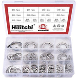 ▶ Hilitchi - Juego de 200 Anillos de retención de Clip de Acero Inoxidable 304, tamaño 15