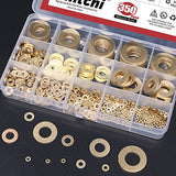 💢 Hilitchi 350-pcs [tamaño del 10 – ] latón arandela plana conjunto surtido – M2, M2,5 M3 M4 M5 M6 M8 M10 M12 M14
