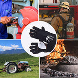 ▶Guantes de soldador de cuero vacuno superior de 14 pulgadas, resistentes al calor, guantes ignífugos, guantes para forja/parrilla/barbacoa/estufa/horno/chimenea/soldador Tig/horneado/jardinería/manipulación de animales con manga larga de 5.7 pulgad