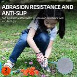 ▶ Guantes de jardinería para niños de 3 a 9 años, guantes de trabajo para patio para niños, guantes de trabajo de seguridad suaves para jugar al aire libre (S, rosa azul, KID-MF7362)