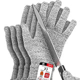 ▶ Guantes de Trabajo Anticorte , 4 guantes de Kevlar, guantes de corte de nivel 5, guantes de corte para ostras, guantes de trabajo de cocina para chefs, grado alimenticio, certificado EN388 (mediano)