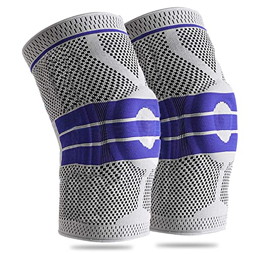 ▶ Profesional de 2 unidades, compresión con rodilleras de almohadillas de gel para rótula + estabilizadores laterales, protección de para mujeres y hombres para dolor de, artritis, correr, deportes, ACL, desgarro de menisco, recuperación de lesione