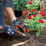 ▶ Guantes Jardinería de cuero para mujer, guantes de trabajo para deshierbar, cavar, plantar, rastrillar y podar (B-azul)