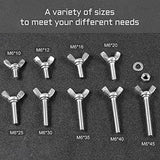 LEONTOOL 12 tornillos de mariposa para pulgar con perilla de ala M6 x 40 mm, tornillos de acero inoxidable 304, tuercas y arandelas de mariposa