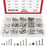 💢 Hilitchi 460 piezas métricas M3 M4 M5 cabeza plana avellanada tornillos Kit surtido de tuercas de tornillo – acero inoxidable 304